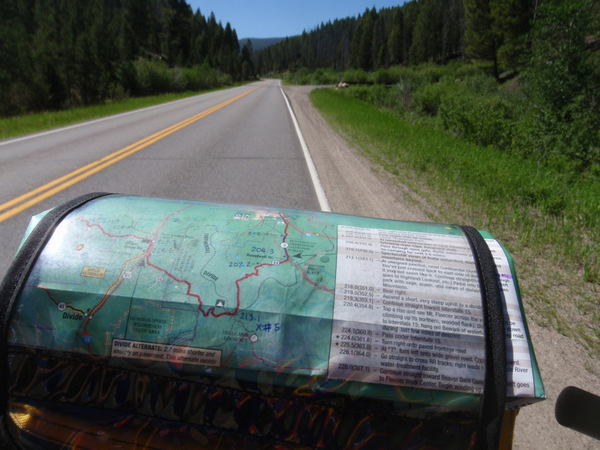 We're in the woods, on the Great Divide Mountain Bike Trail.